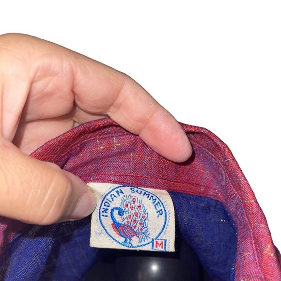 Indian Summer Vintage Womens Top Size M Blue Metallic Thread Embellished Tunic - Picture 5 of 8